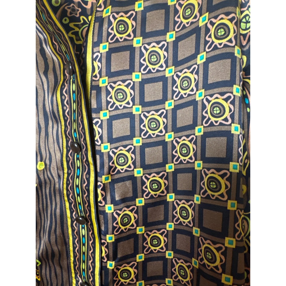 Bob Mackie Vintage Wearable Art 100% Silk Paisley Geometric Bliouse XS - Picture 3 of 6